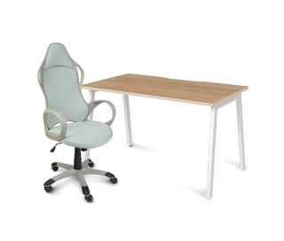Комбинация стол прямой (дуб медовый/белый) + кресло Trend 